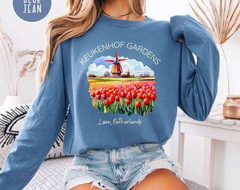 Lisse Netherlands Comfort Colors Long Sleeve Tee Shirt Gift, Gardens of Netherlands, Keukenhof Gardens, Lisse Netherlands Vacation Gift