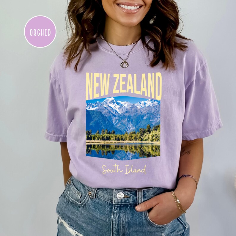 New Zealand South Island Comfort Colors T-Shirt, New Zealand Vacation Gift Shirt, New Zealand Travel Shirt, New Zealand South Island Shirt Orchid