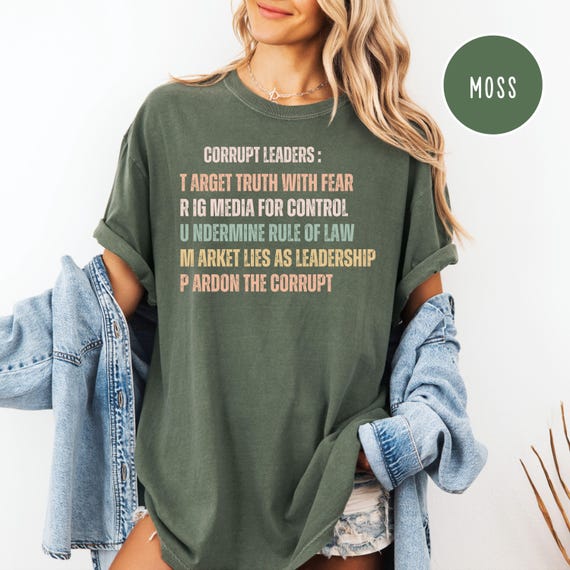 Subtle Anti Trump Comfort Colors Political Protest Tee Shirt, Corrupt Leaders Trump Acronym, Democrat Gift, Political March Tee, Fuck Trump