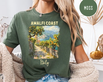 Camiseta Comfort Colors® de la Costa Amalfitana de Italia, camiseta de acuarela de la Costa Amalfitana, camiseta de regalo para vacaciones en la Costa Amalfitana de Italia, camiseta de Amalfi