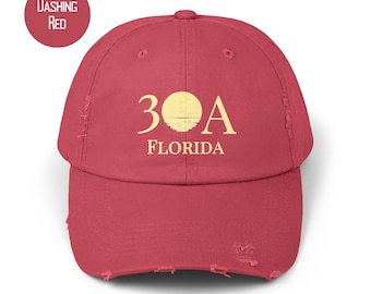 30A Florida Grunge Baseball Cap, 30A Beach Vacation Gift, 30A Florida Summer Hat, 30A Unisex Distressed Cap, 30A Gift Cap, 30A Beach Gift
