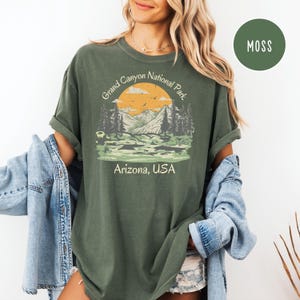 Grand Canyon National Park Retro Comfort Colors® Hiking T-Shirt Gift, Grand Canyon Gift Tee, Grand Canyon Shirt, Grand Canyon Camping Shirt Moss