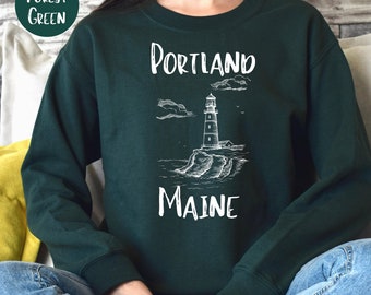 Portland Maine fyr presenttröja, Portland Maine semesterpresent, Portland Maine tröja, Portland Maine resetröja, Maine present