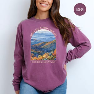 Asheville North Carolina Blue Ridge Mountains Comfort Colors® Long Sleeve Tee, Blue Ridge Mountains Hiking Shirt, Asheville NC Gift Shirt