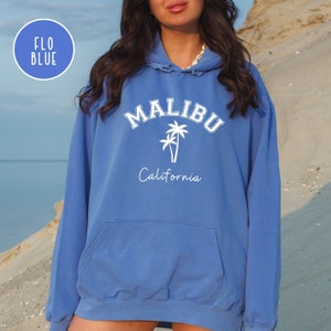 Malibu Beach California Comfort Colors® Pre-Shrunk Vintage Hoodie, Malibu California Vacation Hooded Sweatshirt, Malibu Beach Gift Pullover