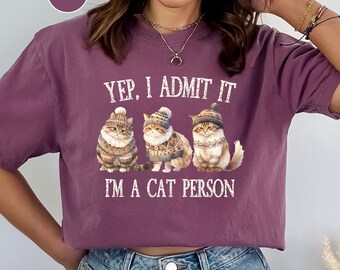 Funny Cat Person Tee Shirt, Comfort Colors® T-Shirt Gift for Cat Mom, Cat Lover Gift Shirt, Cats Wearing Sweaters, Cat Lady Shirt, Cat Mama