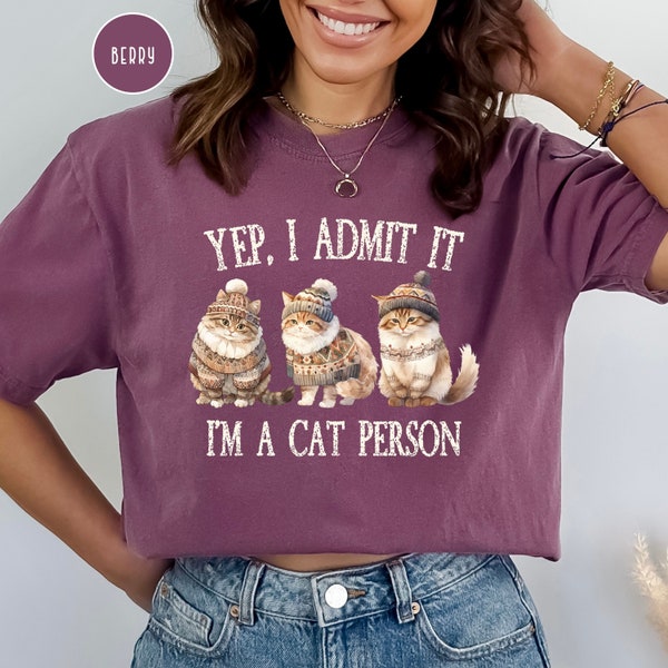Funny Cat Person Tee Shirt, Comfort Colors® T-Shirt Gift for Cat Mom, Cat Lover Gift Shirt, Cats Wearing Sweaters, Cat Lady Shirt, Cat Mama