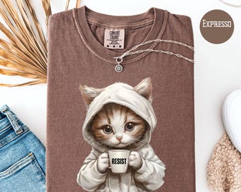 Cat Lover Anti-Trump Protest Shirt, Resist Comfort Colors® Liberal Gift, Political Shirt, Democrat Gift, Resist Cat Shirt, Progressive Tee