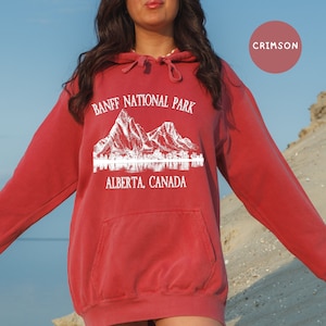 Parc national Banff, Alberta, Canada Sweat à capuche pré-rétréci Comfort Colors® vintage, vacances dans les Rocheuses canadiennes à Banff, randonnée à Banff, camping à Banff