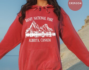 Banff National Park Alberta Canada Comfort Colors® Pre-Shrunk Vintage Hoodie, Banff Canadian Rockies Vacation, Banff Hiking, Banff Camping