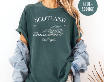 T-shirt Scotland Comfort Colors®, maglietta Scotland Countryside, maglietta Scotland Grunge, maglietta Scotland UK Travel, maglietta Scottish Highlands