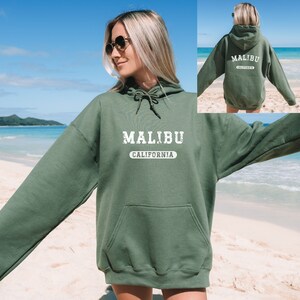 Malibu, Trendy Hoodie, Trendy Gift, Vintage Style Sweatshirt, Retro Gift, College Sweatshirt, College Gift, Gift for Teen, Design Both sides