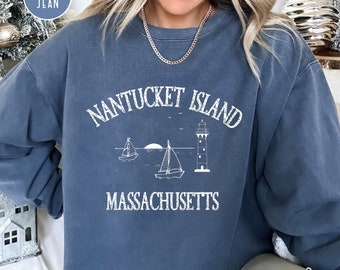 Nantucket Island Grunge Style Comfort Colors® Sweatshirt Nantucket Island semestertröja present, Nantucket Island Massachusetts resepresent