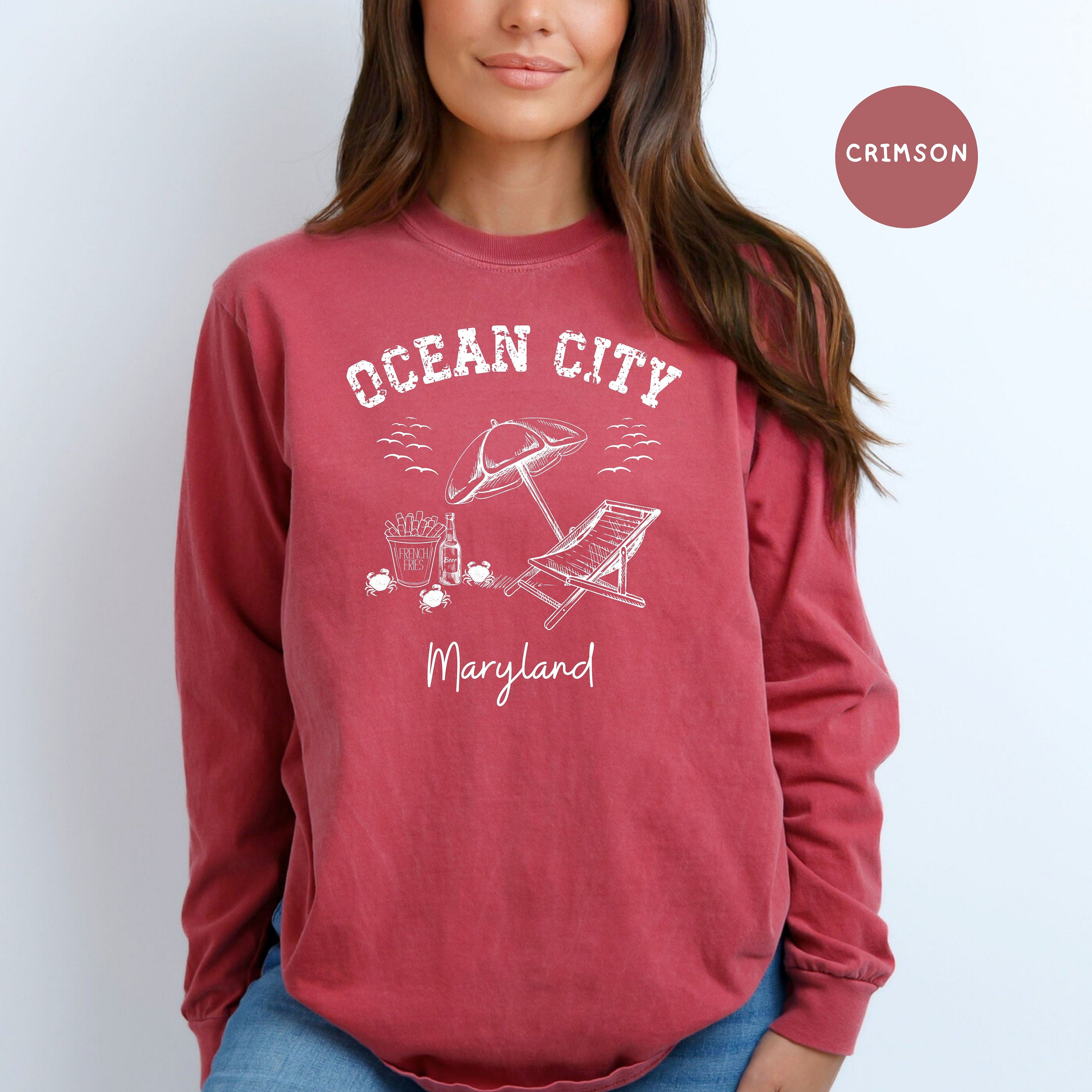 Ocean City Maryland Grunge Style Comfort Colors® Long Sleeve T
