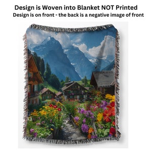 Switzerland Alpine Village Woven Blanket, Intricately Woven NOT Printed, Switzerland Vacation Gift Throw Blanket, Switzerland Christmas Gift