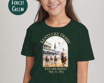 Kentucky Derby aquarelle jeunesse unisexe Bella toile t-shirts tailles S-XL chemise Kentucky Derby, chemise cadeau amateur de chevaux, enfants Kentucky Derby