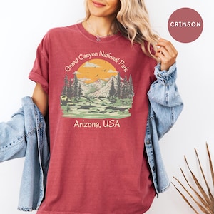 Grand Canyon National Park Retro Comfort Colors® Hiking T-Shirt Gift, Grand Canyon Gift Tee, Grand Canyon Shirt, Grand Canyon Camping Shirt Crimson