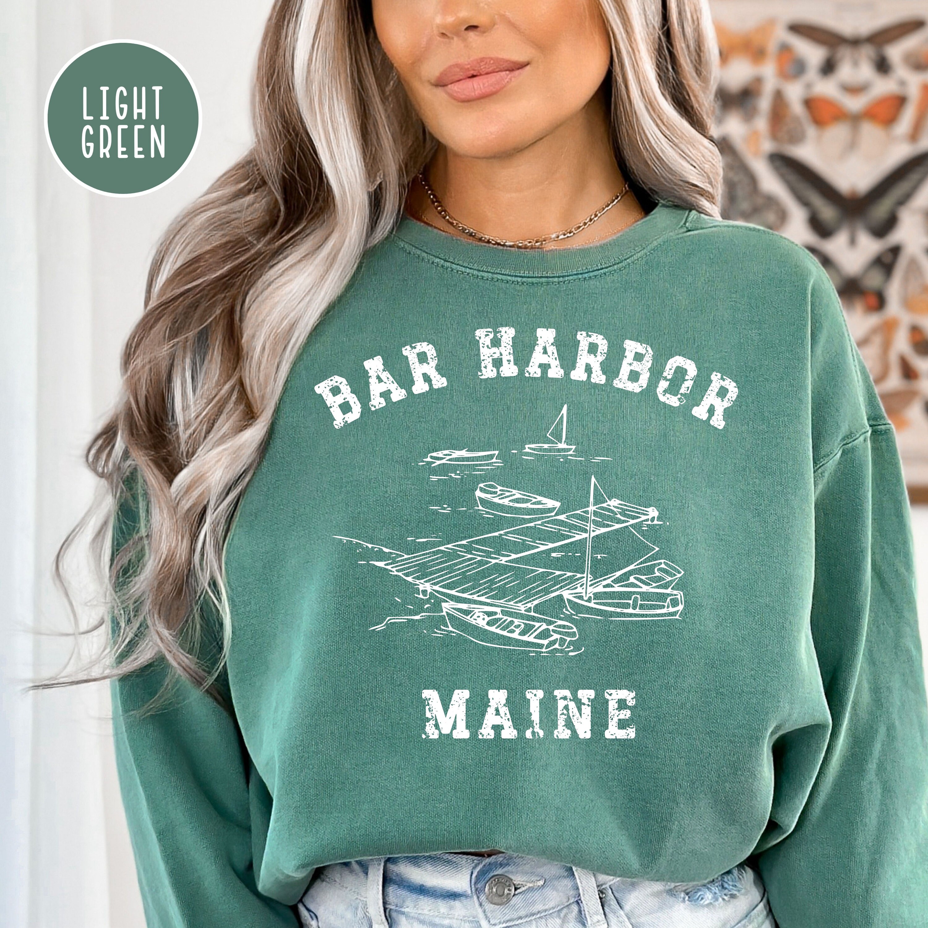 Bar Harbor Maine Grunge Style Comfort Colors® Sweatshirt, Mount 