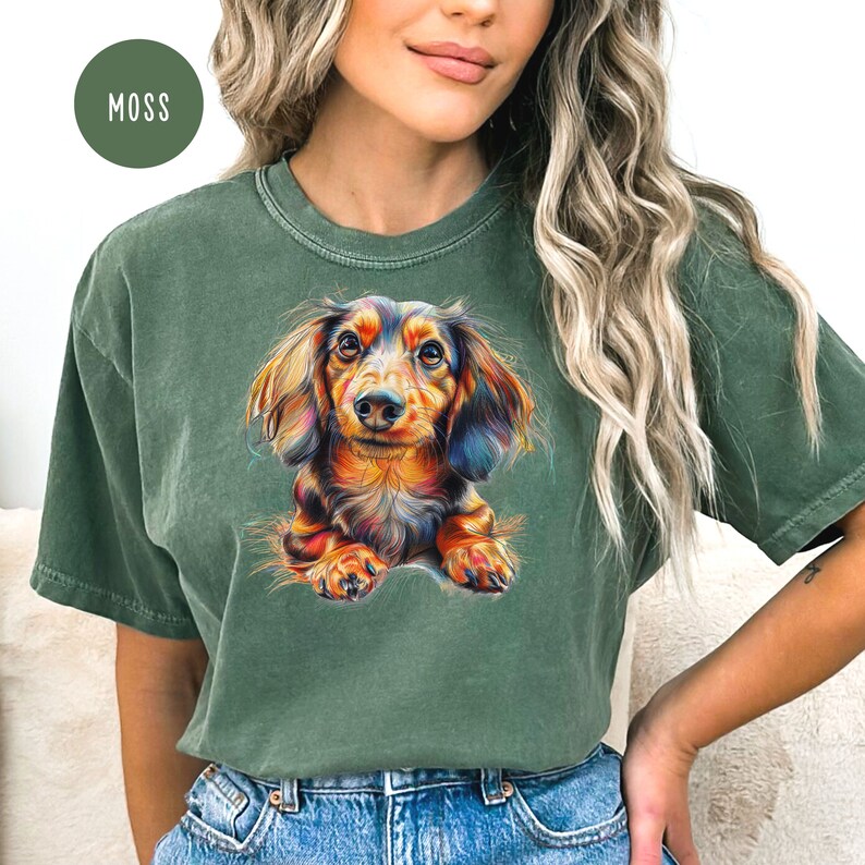 Longhaired Dachshund Lover Comfort Colors® Gift Tee for Doxie Mom ...