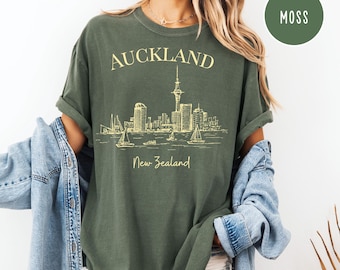 Auckland New Zealand Comfort Colors® T-Shirt, New Zealand Vacation Gift Tee Shirt, New Zealand Travel Gift, Auckland Tee New Zealand Harbour