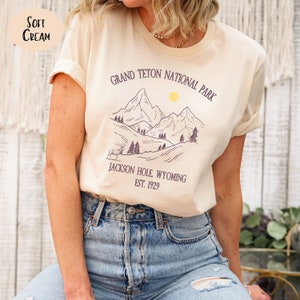 Grand Teton National Park Bella Canvas Crewneck T-Shirt, Grand Teton Gift, Jackson Hole Wyoming Vacation Gift, Wyoming Travel Gift Tee Shirt