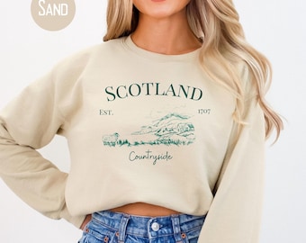 Scotland Sweatshirt, Scotland Countryside Sweater Gift, Scotland Grunge Shirt, Scotland Travel Sweater, Scottish Highlands Sweatshirt Gift