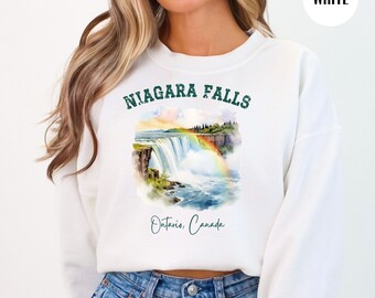Regenbogen über Niagara Falls Ontario Kanada Sweatshirt, Niagara Falls Canada Pullover Geschenk, Niagara Falls Urlaub, Niagara Wandern Sweatshirt