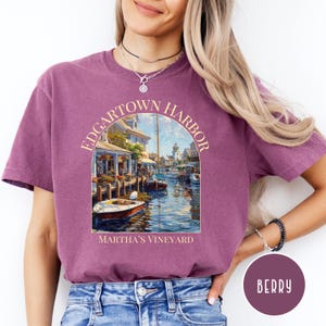Martha&#39;s Vineyard Edgartown Harbor Comfort Colors® Gift Shirt, Martha&#39;s Vineyard Vacation Gift Tee, Edgartown Harbor Boats Watercolor Shirt