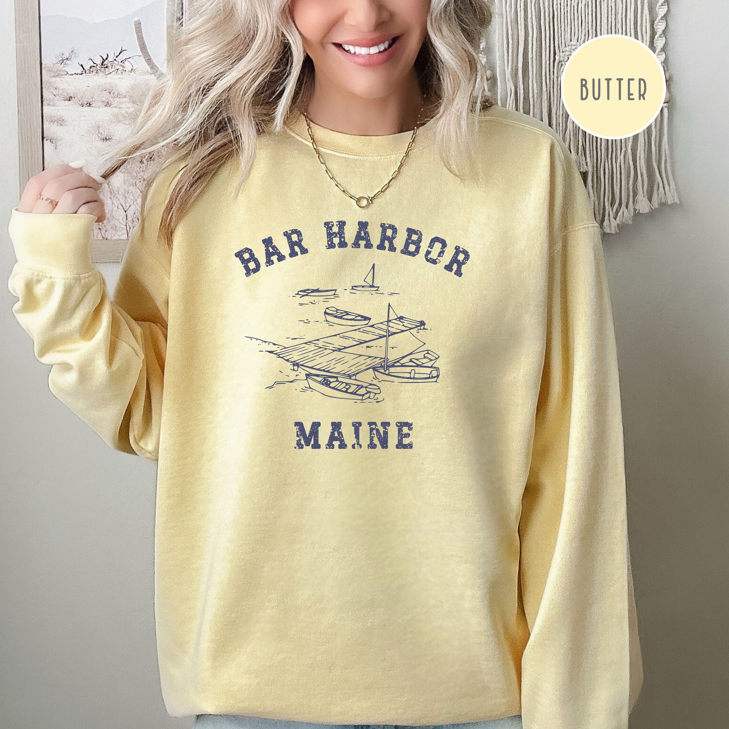 Bar Harbor Maine Grunge Style Comfort Colors® Sweatshirt, Mount 