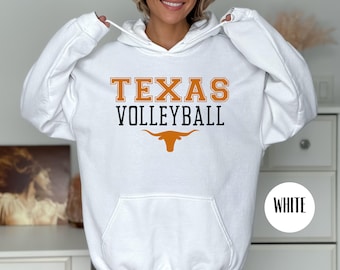Texas Volleyball Longhorn Cattle Pullover Hooded Sweatshirt, Texas Volleyball Hoodie, Texas Longhorn Volleyball, Customized Texas Gift Shirt