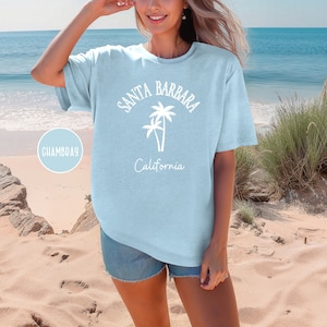 Santa Barbara Comfort Colors® Beach Tee, Santa Barbara California Vacation Gift, Santa Barbara Gift, California Palm Tree, Santa Barbara Tee