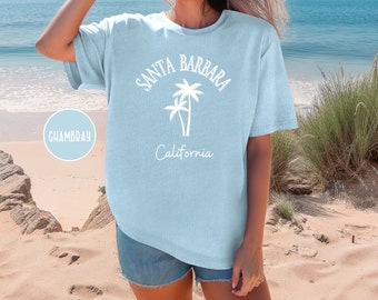 Santa Barbara Comfort Colors® Beach Tee, Santa Barbara California Vacation Gift, Santa Barbara Gift, California Palm Tree, Santa Barbara Tee