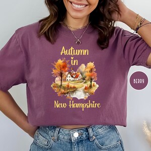 Autumn in New Hampshire Comfort Colors® T-Shirt Gift, New Hampshire Autumn Gift Tee Shirt, New Hampshire Vacation Shirt, New England Fall