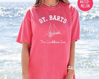 St Barths Karibik Segelboot T-Shirt, St Barths Comfort Colors® T-Shirt, Französisch Antillen Urlaubs T-Shirt, St Barthélemy Urlaubs Geschenk