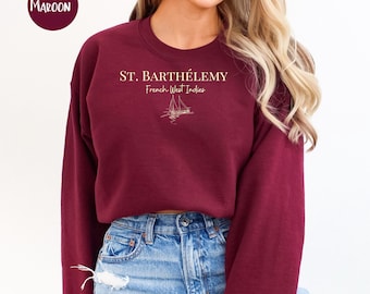 St Barths Minimalist Style Urlaubs Sweatshirt, St. Barthélemy French West Indies Urlaub, Caribbean Beach Pullover, St Barths Gift Shirt