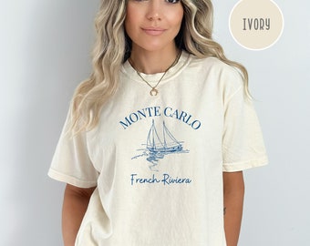 Monte Carlo Französisch Riviera Segeln Shirt, Monte Carlo Comfort Colors® T-Shirt, Monte Carlo Urlaubsgeschenk Shirt, Monte Carlo Boating Shirt