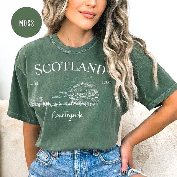 Scotland Comfort Colors® T-Shirt, Scotland Countryside Tee Shirt, Scotland Grunge Shirt, Scotland UK Travel Shirt, Scottish Highlands Shirt