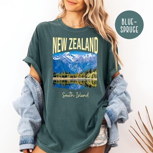 New Zealand South Island Comfort Colors T-Shirt, New Zealand Vacation Gift Shirt, New Zealand Travel Shirt, New Zealand South Island Shirt Blue Spruce
