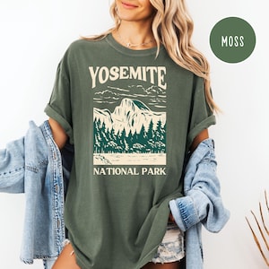 Camiseta de regalo con colores cómodos del Parque Nacional de Yosemite, camiseta Half Dome de Yosemite, camiseta de senderismo de Yosemite, camiseta de acampada, regalo del Parque Nacional