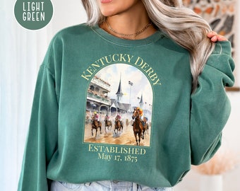 Kentucky Derby Race Comfort Colors® Sweatshirt, Kentucky Derby Watercolor Shirt, Horse Lover Gift Shirt, Derby Party Gift, Horse Race Shirt