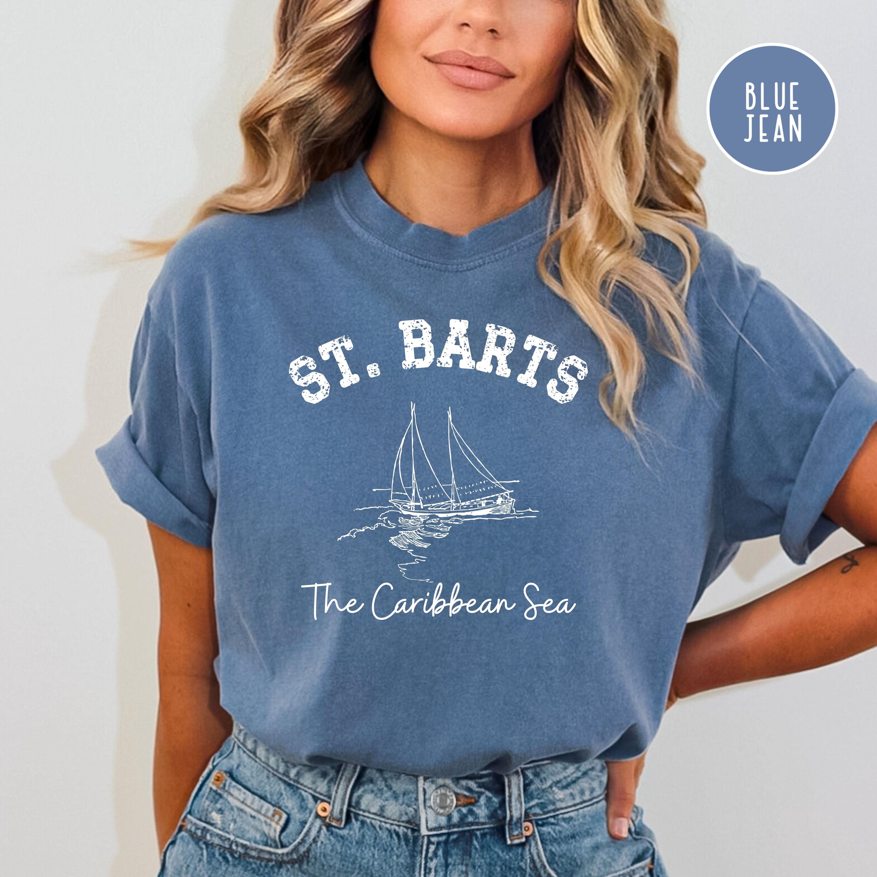 St Barts Caribbean Sea Sailboat Tee Shirt, St Barths Comfort 