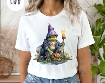 Frog Wizard T-Shirt, Cottagecore Tee Shirt Gift for Frog Lover, Frog Fairytale Shirt, Goblincore Frog Shirt, Wizard Fairytale, Magic Frog