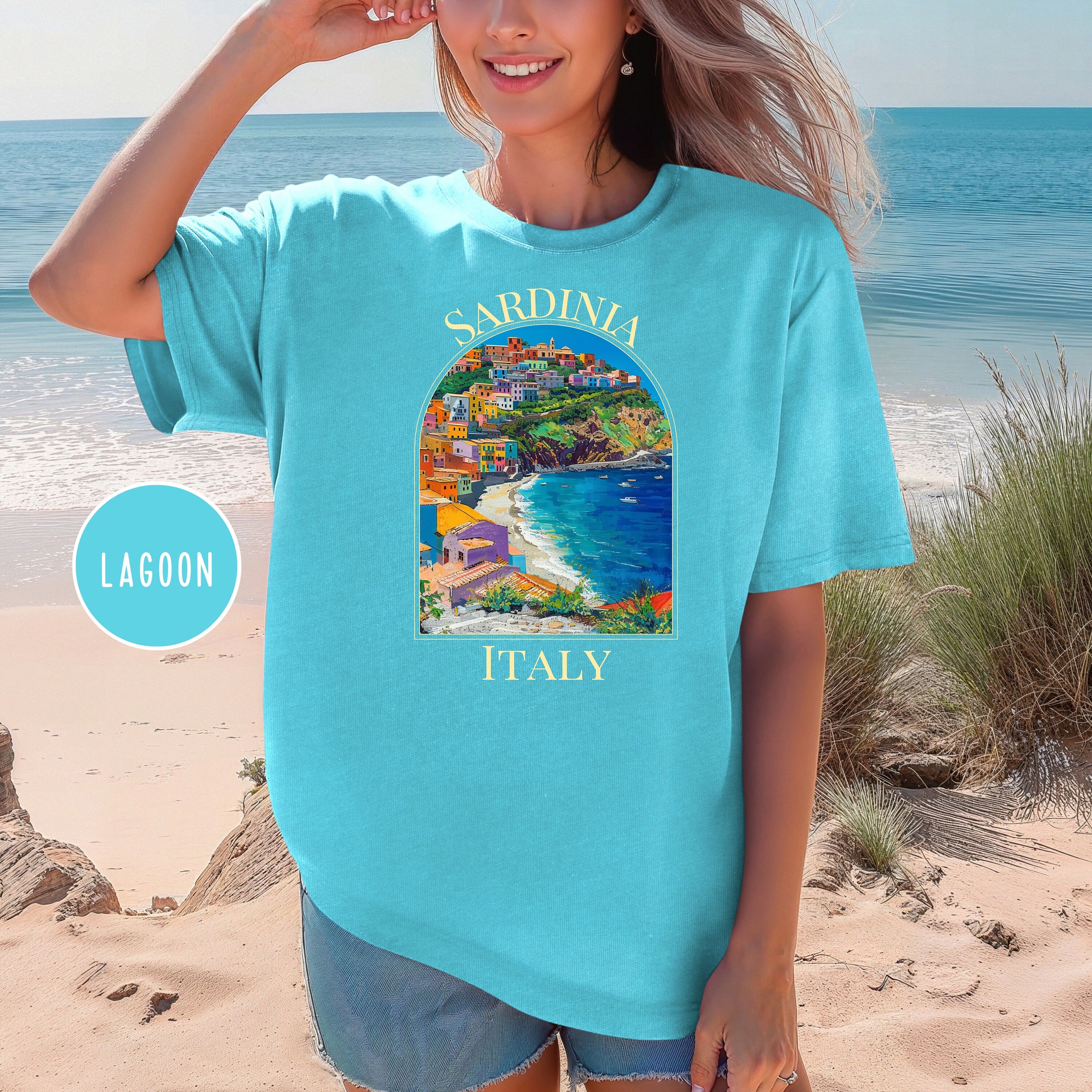 希少 イザイア イタリア製 リネン カットソーポロシャツ 46 ブルー サンゴ サルデーニャ イタリア コンフォートカラーズ® Tシャツ、サルデーニャ