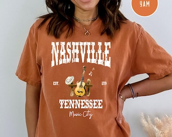 Nashville Tennessee Grunge Style Comfort Colors® T-Shirt, Nashville Music City Tee Shirt, Nashville Vacation Gift, Nasville Tennessee Tee
