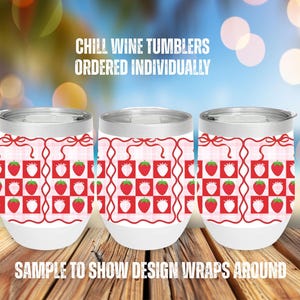 Coquette Strawberry Lover Summer Party Cold Drinks 12oz Stainless Steel Tumblers, Strawberries Wine Chill Tumblers, Also Keeps Drinks Hot