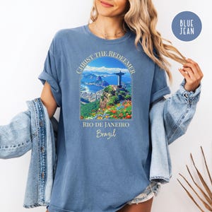 Maglietta Cristo Redentore Rio de Janeiro Brasile Comfort Colors, Maglietta regalo per le vacanze in Brasile, Maglietta da viaggio a Rio de Janeiro, Maglietta da viaggio a Rio