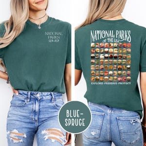 National Parks of USA Comfort Colors® Tee Shirt Gift, National Parks On Back, Explore Preserve Protect National Parks Shirt, Nature Lover