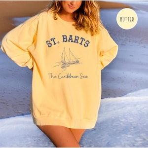 St Barts Caribbean Sea Grunge Style Comfort Colors® Sweatshirt, St Barths Sweater, French West Indies Vacation, St Barthélemy Vacation Gift