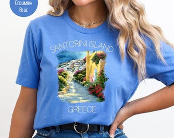Santorini Griekse eilanden Bella canvas vakantie T-shirt, Santorini vakantie shirt, Santorini Griekenland cadeau, Griekse eilanden cadeau, Griekenland T-shirt