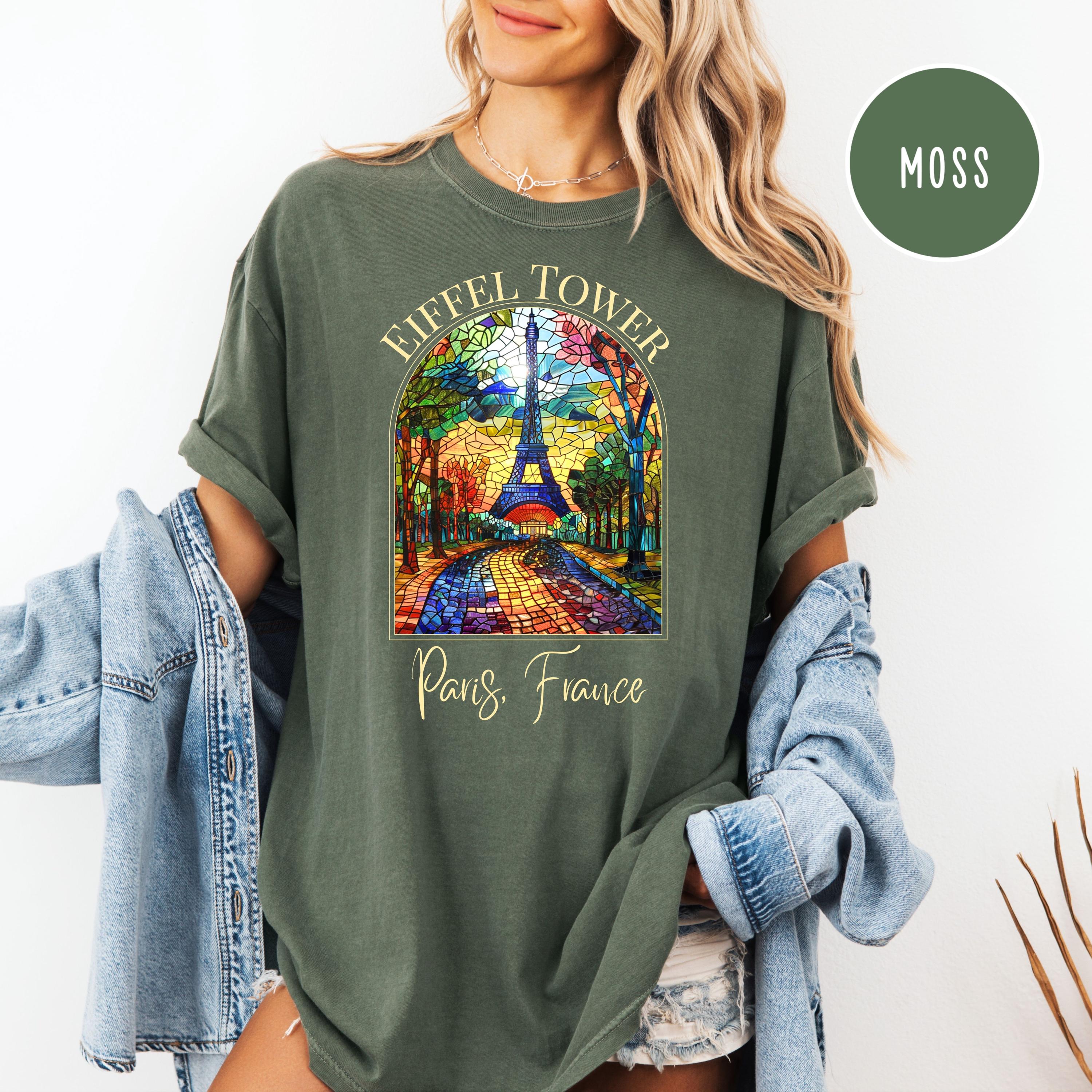 Paris Vacation Eiffel Tower Stained Glass Design Comfort Colors T